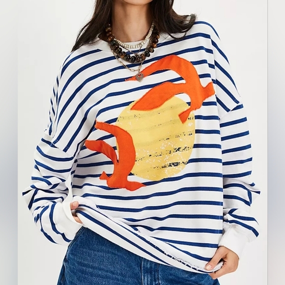 Free People Ragabond Sun & Seagulls Sweatshirt